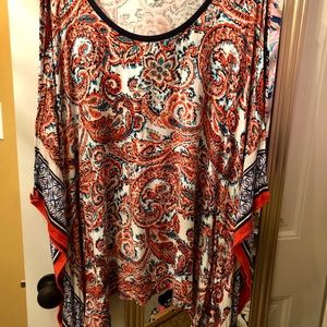 Lane Bryant 18/20 Coral & Blue caftan shirt NWOT